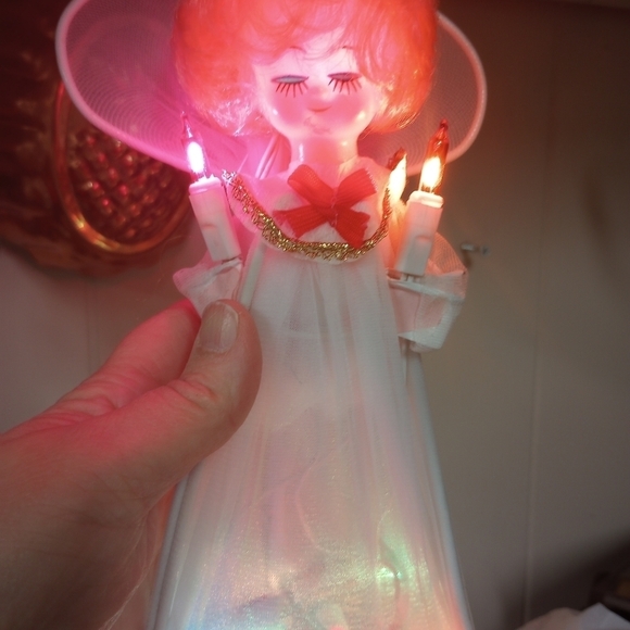 Vintage Kitschy Lighted Angel Christmas Holiday Tree Topper, Working. - Picture 11 of 11